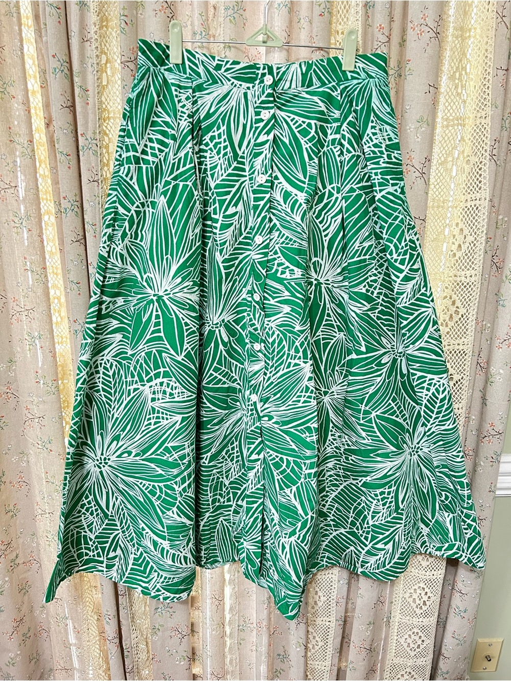Tabitha Brown Target Green Tropical Floral Maxi Skirt Pockets Medium